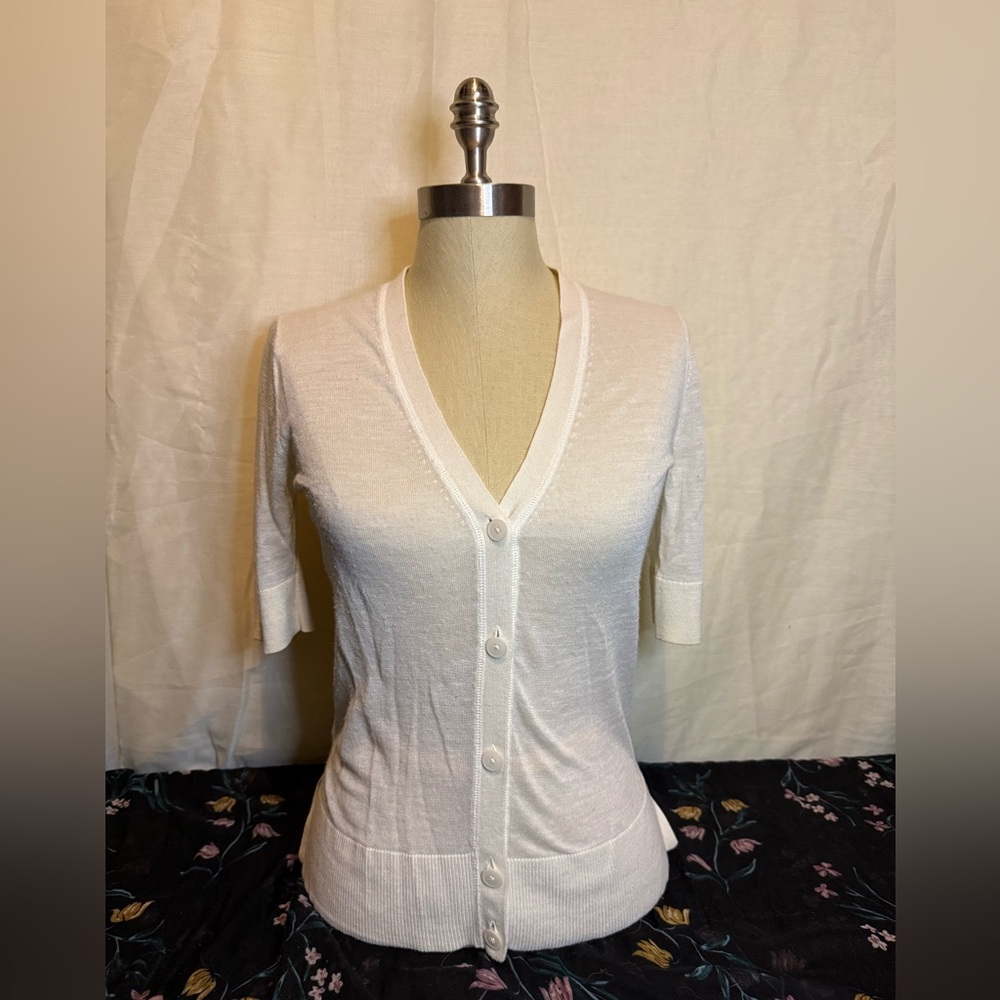 LOFT Women's Cream Cardigan Sweater